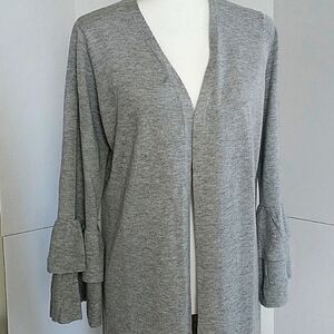 Metric, Heather Grey Cardigan w Bell Sleeves, Sz L